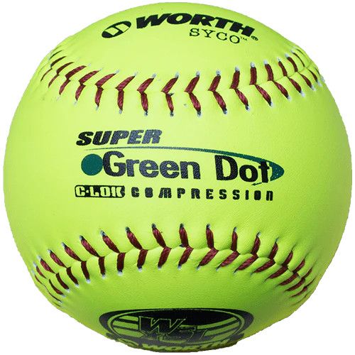 Worth 11" Super Green Dot WSL Slowpitch Softballs 47/400 (Dozen), YS11WSLC